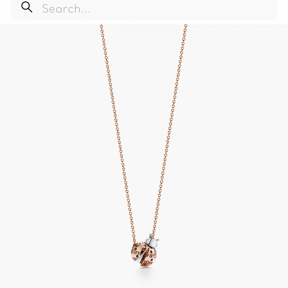 Tiffany rose gold and silver ladybug necklace